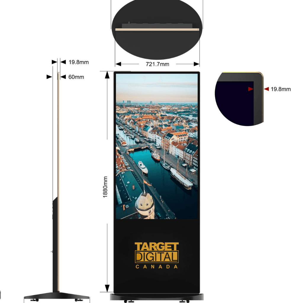 Plaza with free-standing 55-inch vertical screen